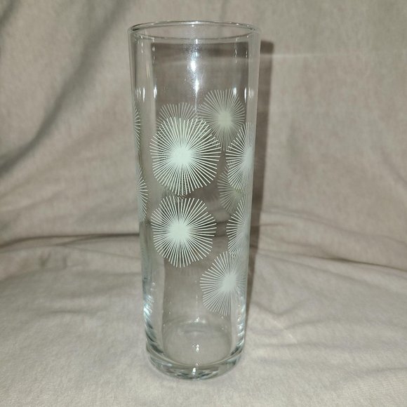 Vtg Slim Tumbler Glass, Spiro-floral Print